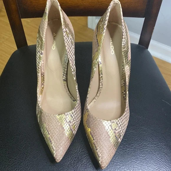 *ALDO* metallic stiletto snakeskin print heels ๐ NWOT - Picture 9 of 9